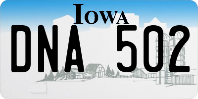 IA license plate DNA502
