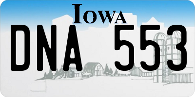 IA license plate DNA553
