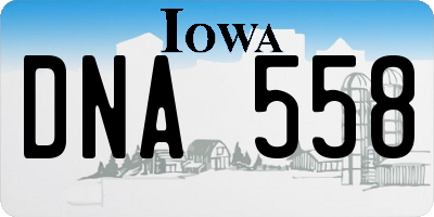 IA license plate DNA558