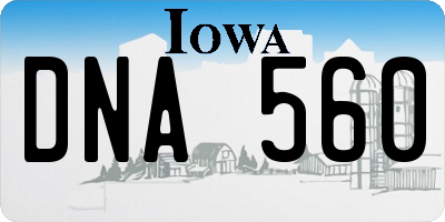 IA license plate DNA560