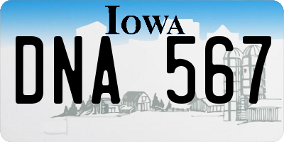 IA license plate DNA567