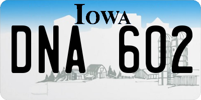 IA license plate DNA602