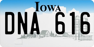 IA license plate DNA616