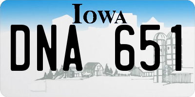 IA license plate DNA651