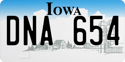IA license plate DNA654