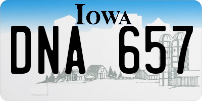 IA license plate DNA657