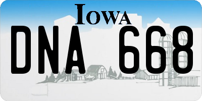 IA license plate DNA668