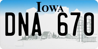 IA license plate DNA670