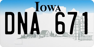 IA license plate DNA671