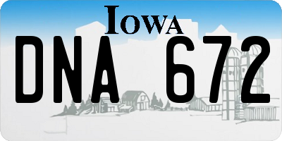 IA license plate DNA672