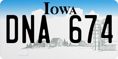 IA license plate DNA674