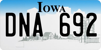 IA license plate DNA692