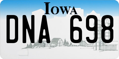 IA license plate DNA698