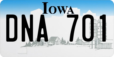 IA license plate DNA701
