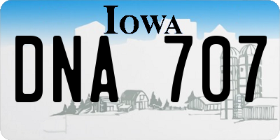 IA license plate DNA707