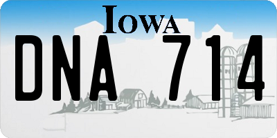 IA license plate DNA714