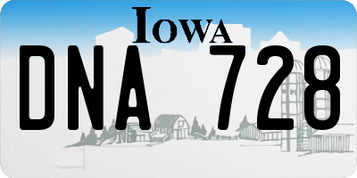 IA license plate DNA728