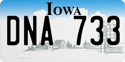 IA license plate DNA733