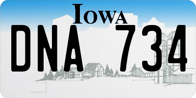 IA license plate DNA734
