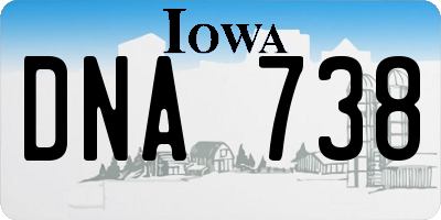 IA license plate DNA738