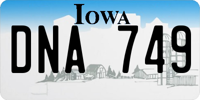IA license plate DNA749