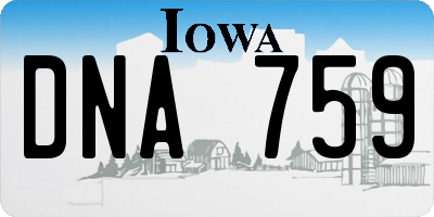 IA license plate DNA759