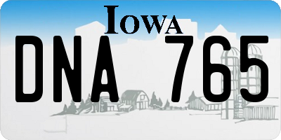 IA license plate DNA765