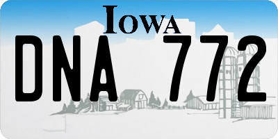 IA license plate DNA772