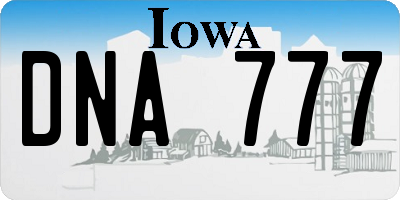 IA license plate DNA777