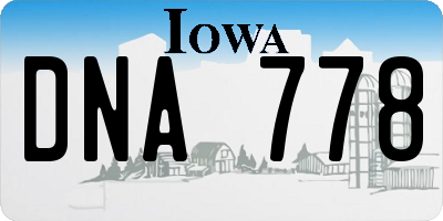 IA license plate DNA778