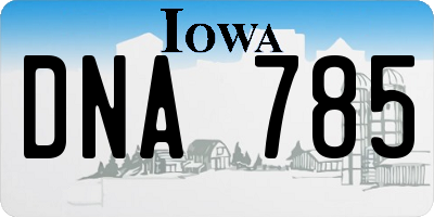 IA license plate DNA785