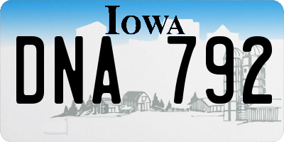 IA license plate DNA792