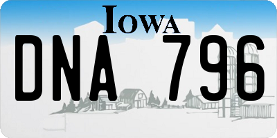 IA license plate DNA796
