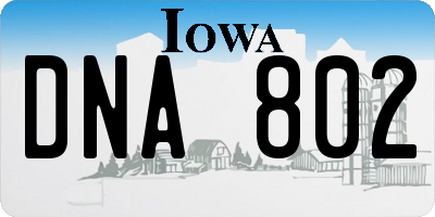 IA license plate DNA802