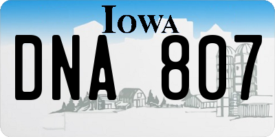 IA license plate DNA807