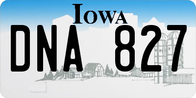 IA license plate DNA827
