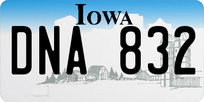 IA license plate DNA832