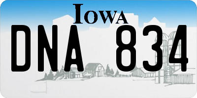IA license plate DNA834