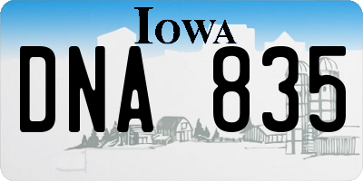 IA license plate DNA835