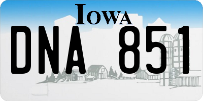 IA license plate DNA851