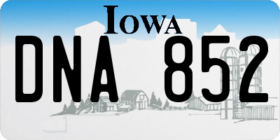 IA license plate DNA852