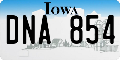 IA license plate DNA854