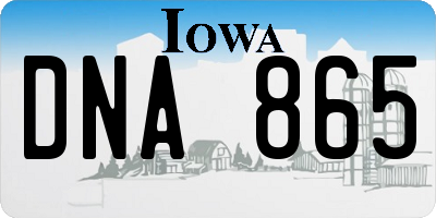 IA license plate DNA865