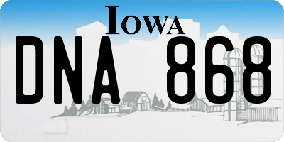 IA license plate DNA868