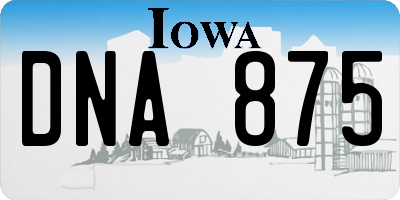 IA license plate DNA875