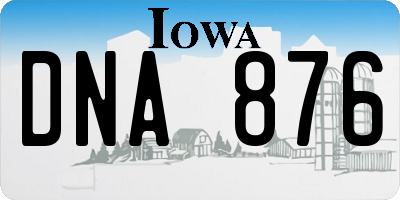 IA license plate DNA876