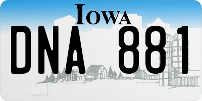 IA license plate DNA881