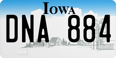 IA license plate DNA884
