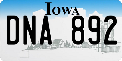 IA license plate DNA892