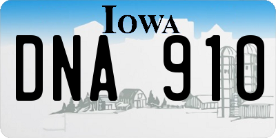 IA license plate DNA910